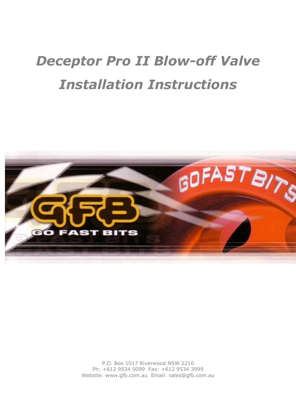 GFB Deceptor Pro II (part T9501) User Manual | Page 4 / 4