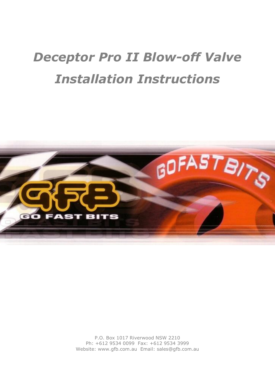 GFB Deceptor Pro II Blow-off Valve (part T9503) User Manual | 8 pages