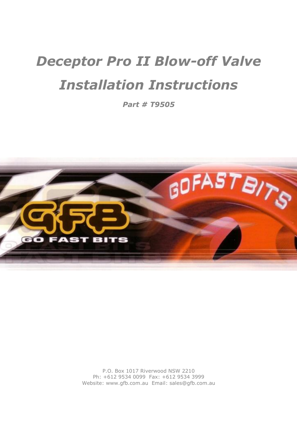 GFB Deceptor Pro II Blow-off Valve (part T9505) User Manual | 4 pages