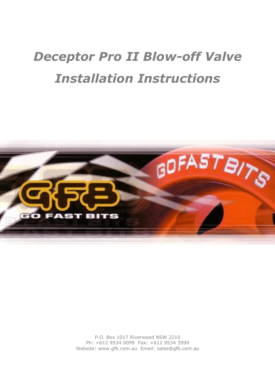 GFB Deceptor Pro II Blow-off Valve (part T9533) User Manual | 4 pages