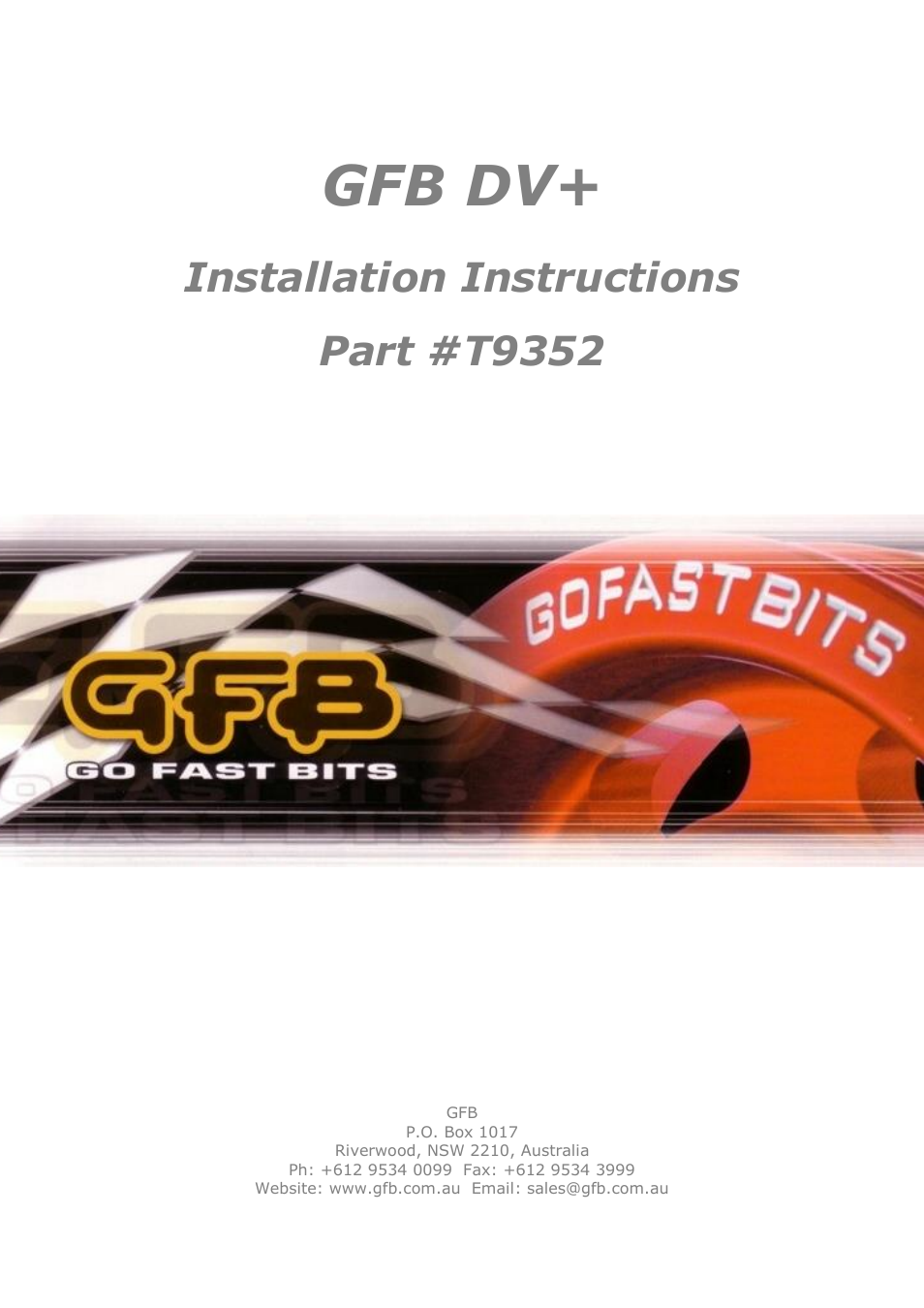 GFB DV+ (part T9352) User Manual | 4 pages