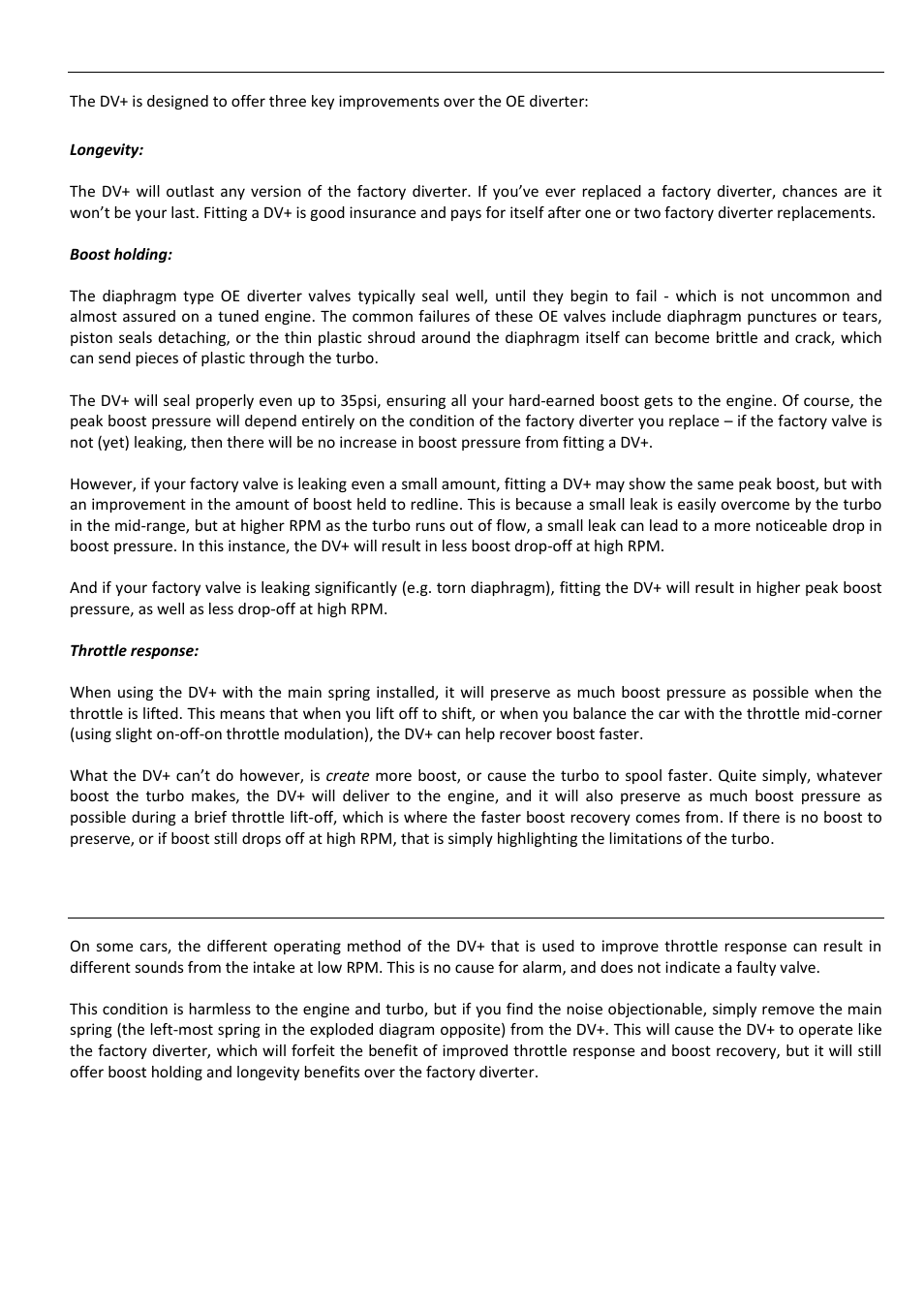 What to expect from your dv | GFB DV+ (part T9352) User Manual | Page 4 / 4