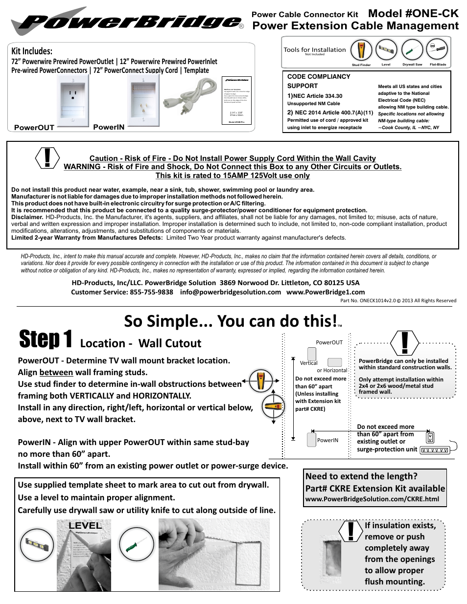 PowerBridge ONE-CK User Manual | 3 pages