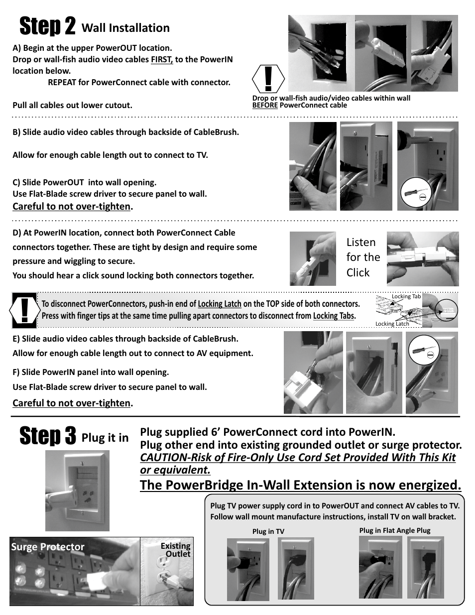 One-ck back, Step 2, Step 3 | The powerbridge in-wall extension is now energized, Wall installation, Plug it in | PowerBridge ONE-CK User Manual | Page 2 / 3