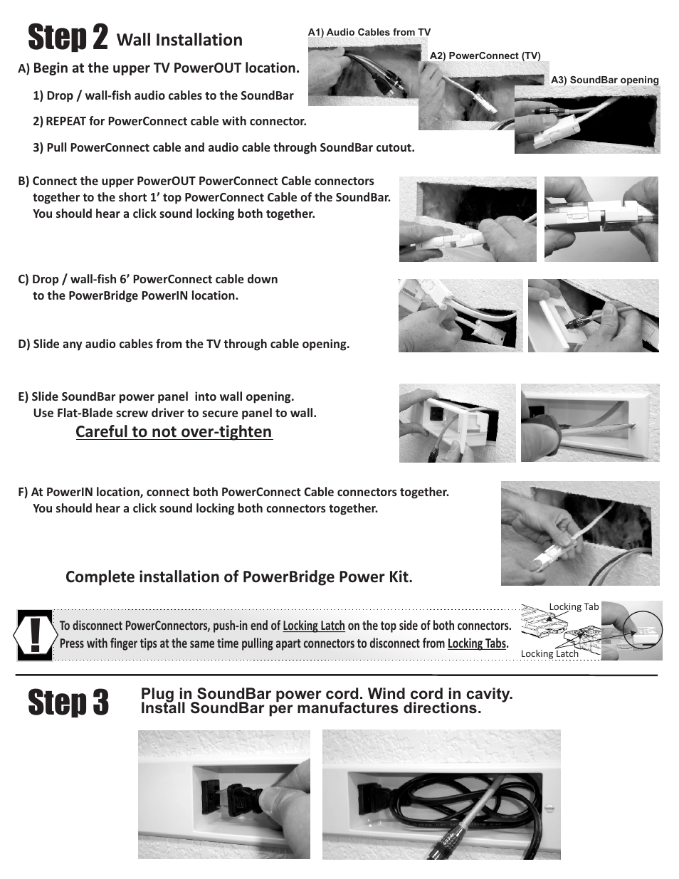 Step 2, Step 3, Wall installation | PowerBridge SBCK User Manual | Page 2 / 2