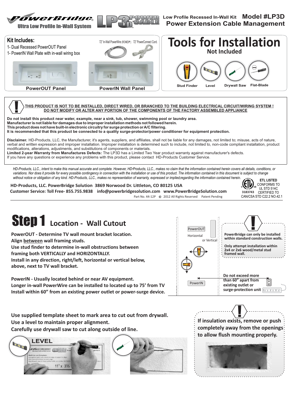 PowerBridge LP3D User Manual | 2 pages