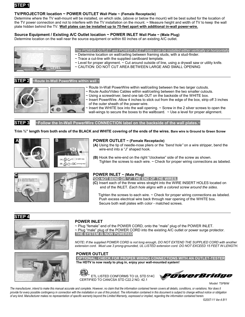 PowerBridge TSPBIW (All TS Series) User Manual | Page 2 / 2