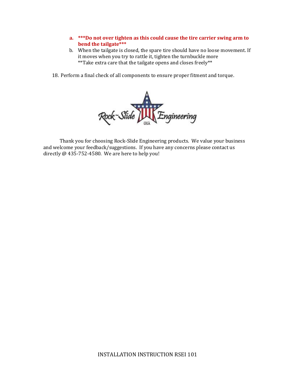 Rock-Slide Engineering RIGID SERIES REAR BUMPER User Manual | Page 7 / 7