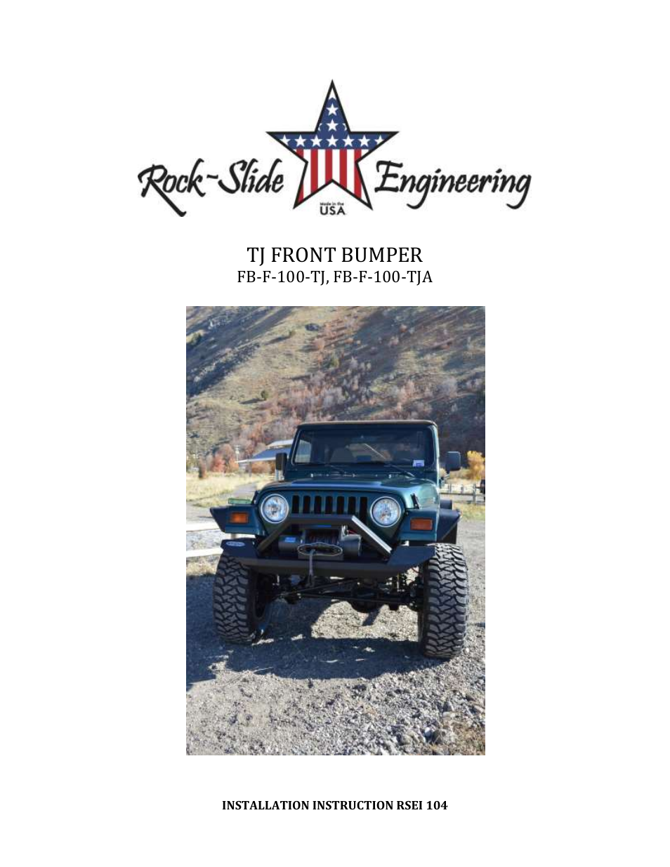 Rock-Slide Engineering TJ FRONT BUMPER User Manual | 3 pages