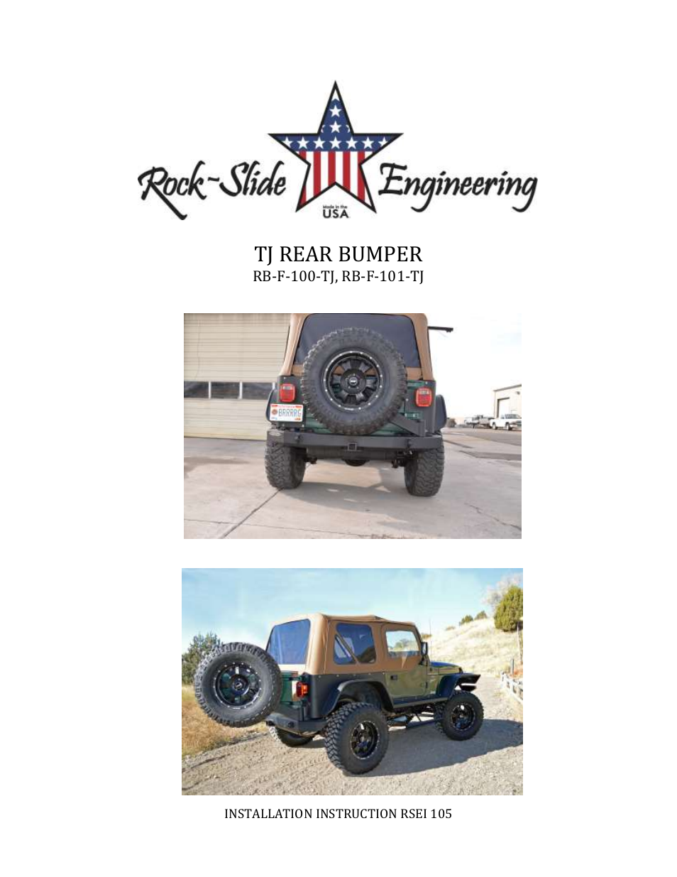 Rock-Slide Engineering TJ REAR BUMPER User Manual | 8 pages