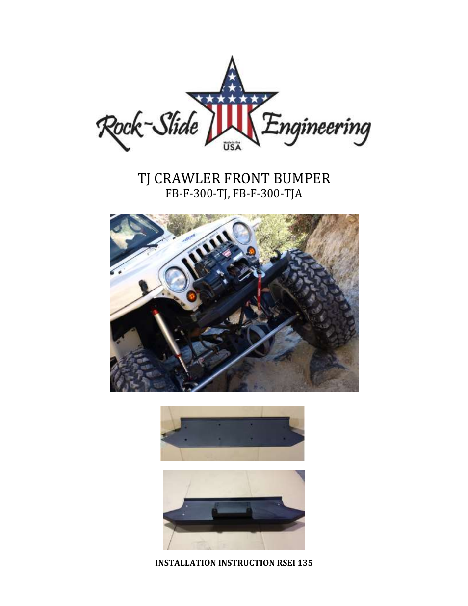 Rock-Slide Engineering TJ CRAWLER FRONT BUMPER User Manual | 2 pages