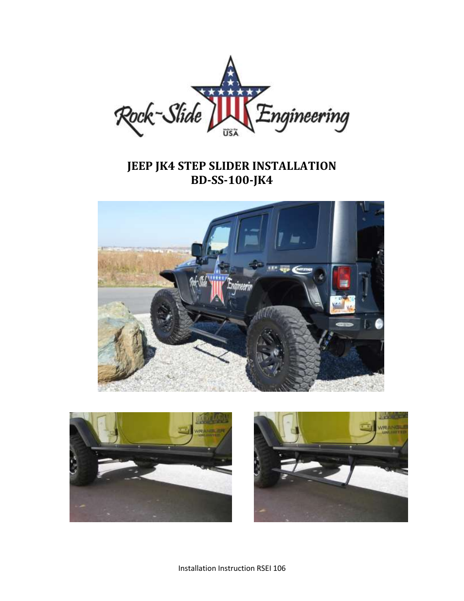 Rock-Slide Engineering JEEP JK4 STEP SLIDER User Manual | 10 pages