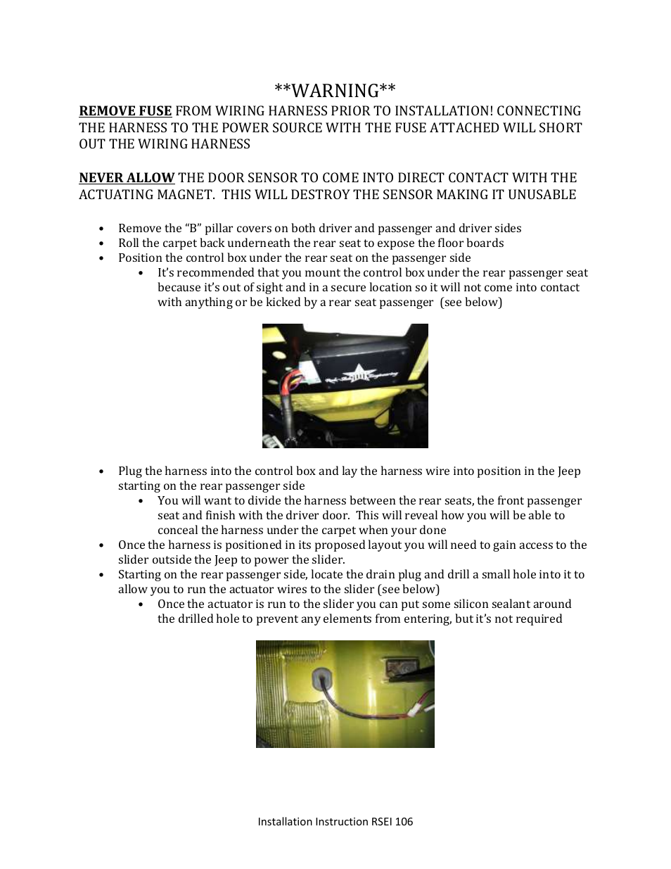 Warning | Rock-Slide Engineering JEEP JK4 STEP SLIDER User Manual | Page 6 / 10