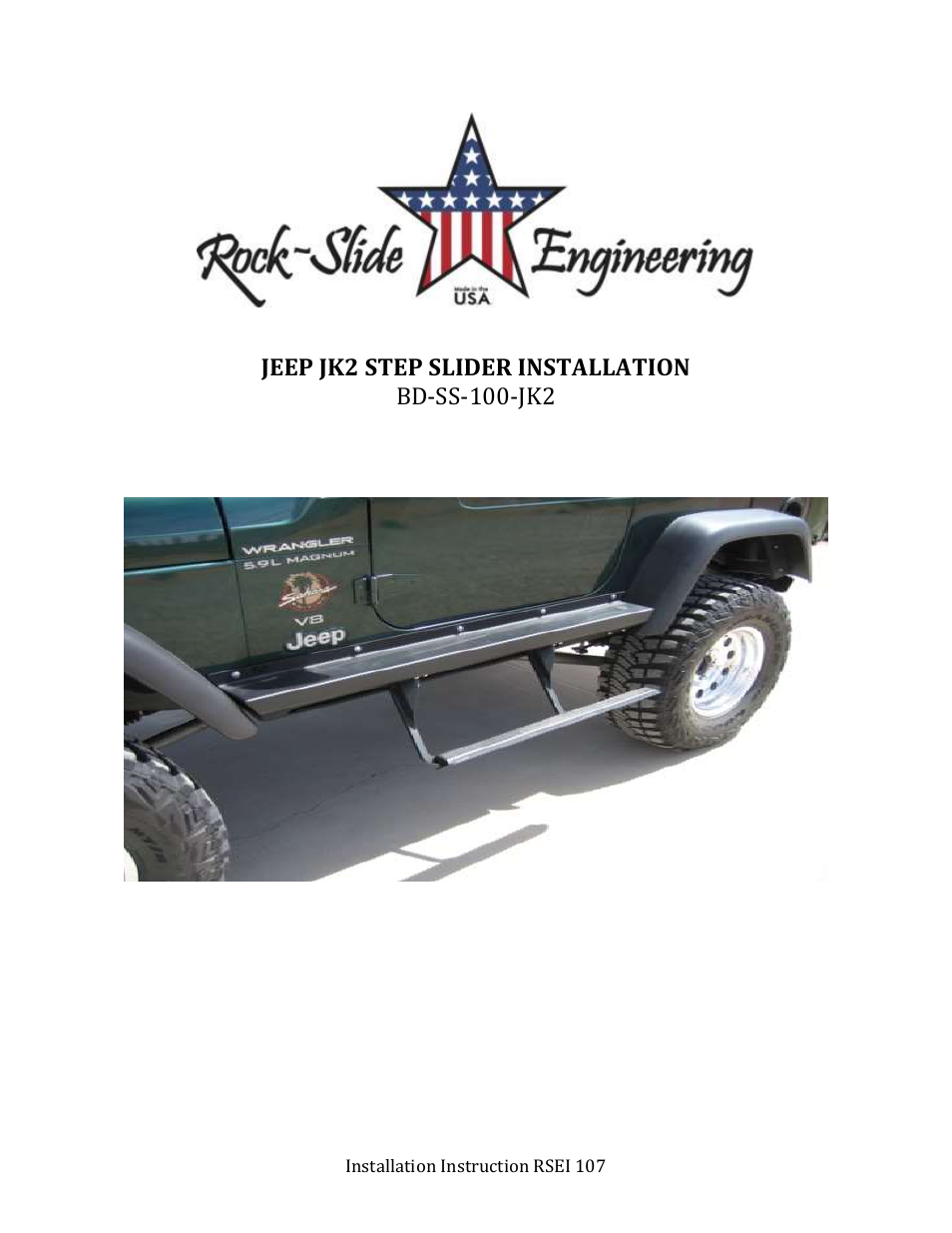 Rock-Slide Engineering JEEP JK2 STEP SLIDER User Manual | 9 pages