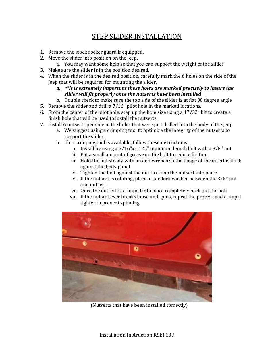 Step slider installation | Rock-Slide Engineering JEEP JK2 STEP SLIDER User Manual | Page 3 / 9