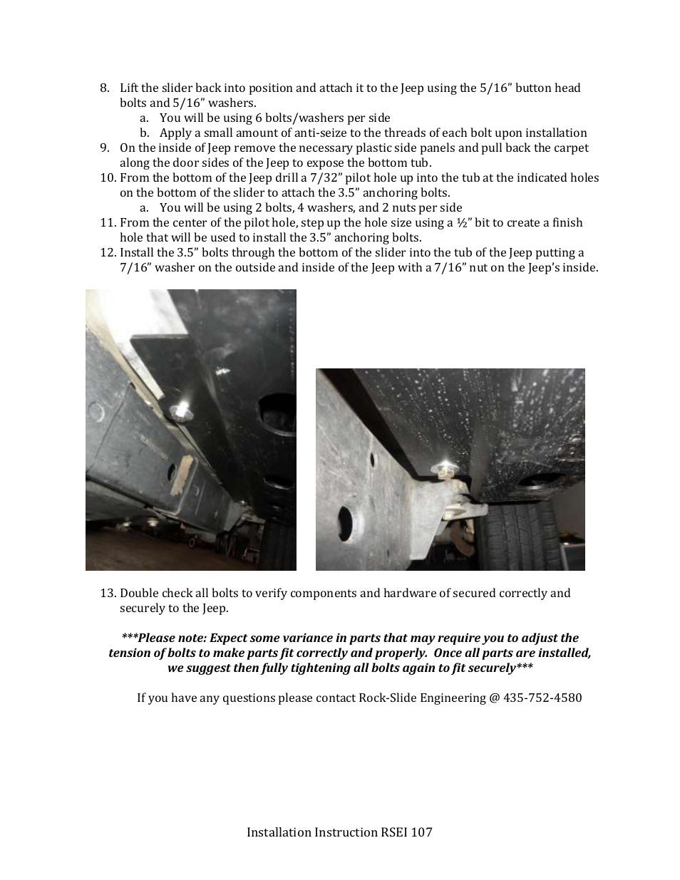 Rock-Slide Engineering JEEP JK2 STEP SLIDER User Manual | Page 4 / 9