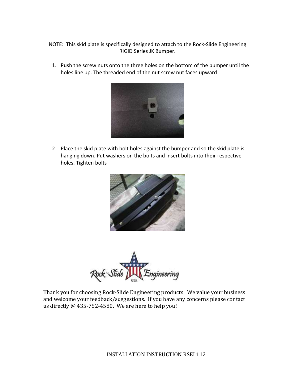 Rock-Slide Engineering RIGID SERIES SKID PLATE User Manual | Page 2 / 2