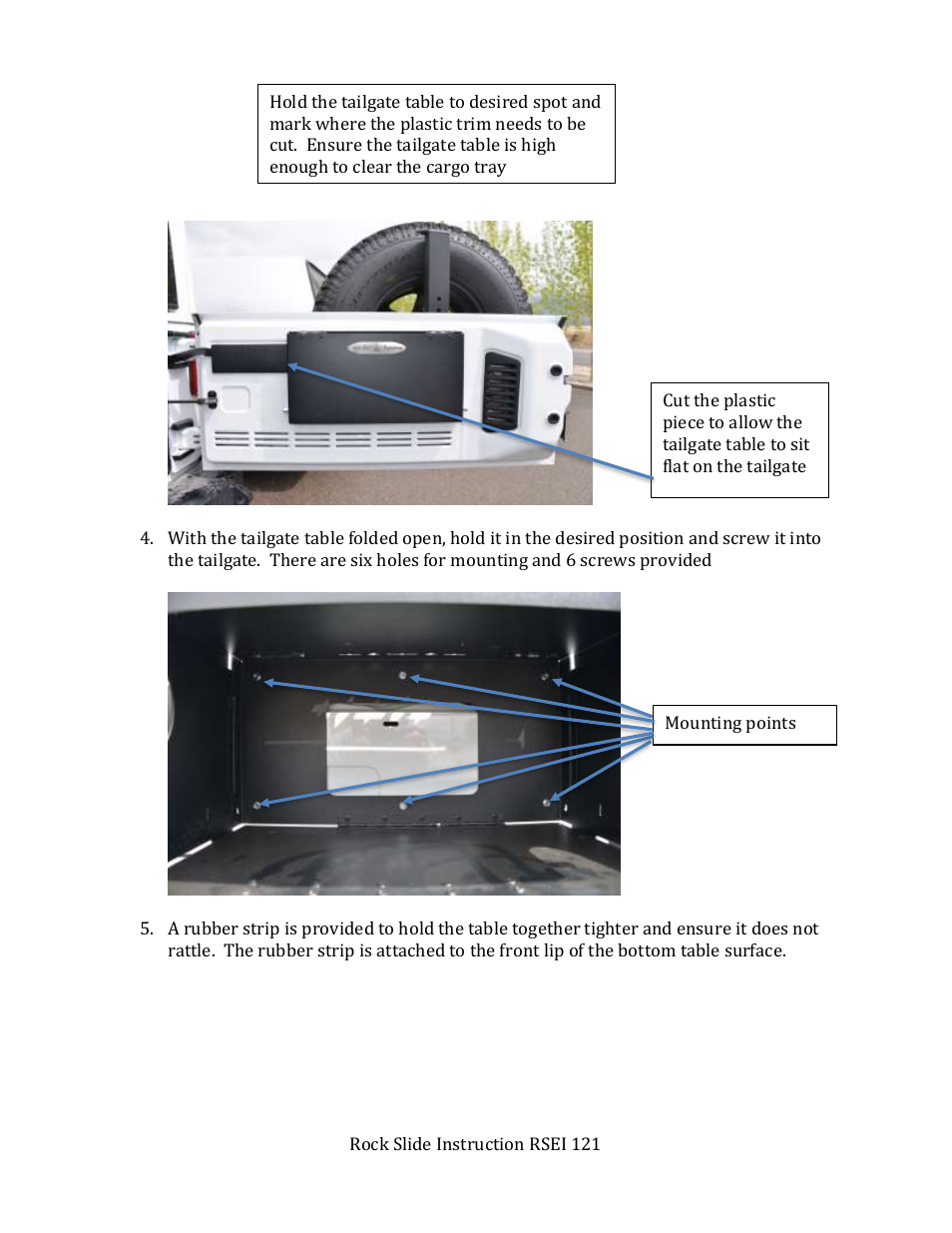 Rock-Slide Engineering TAILGATE TABLE User Manual | Page 3 / 5