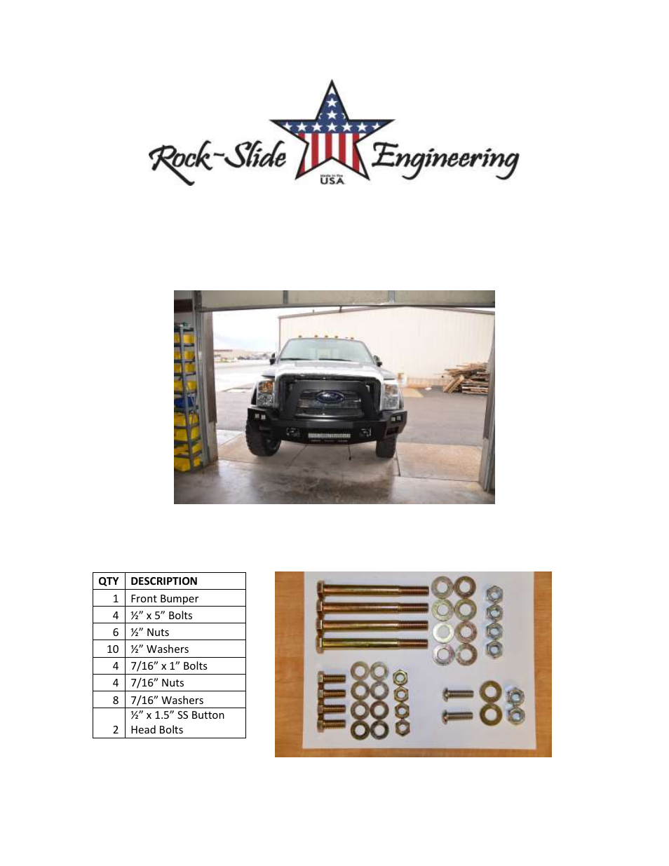 Rock-Slide Engineering Ford F-250, F-350, F-450 Front Bumper User Manual | 5 pages