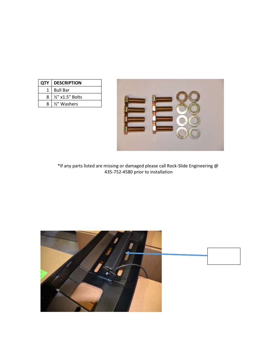 Optional bull bar, Bumper installation | Rock-Slide Engineering Ford F-250, F-350, F-450 Front Bumper User Manual | Page 2 / 5