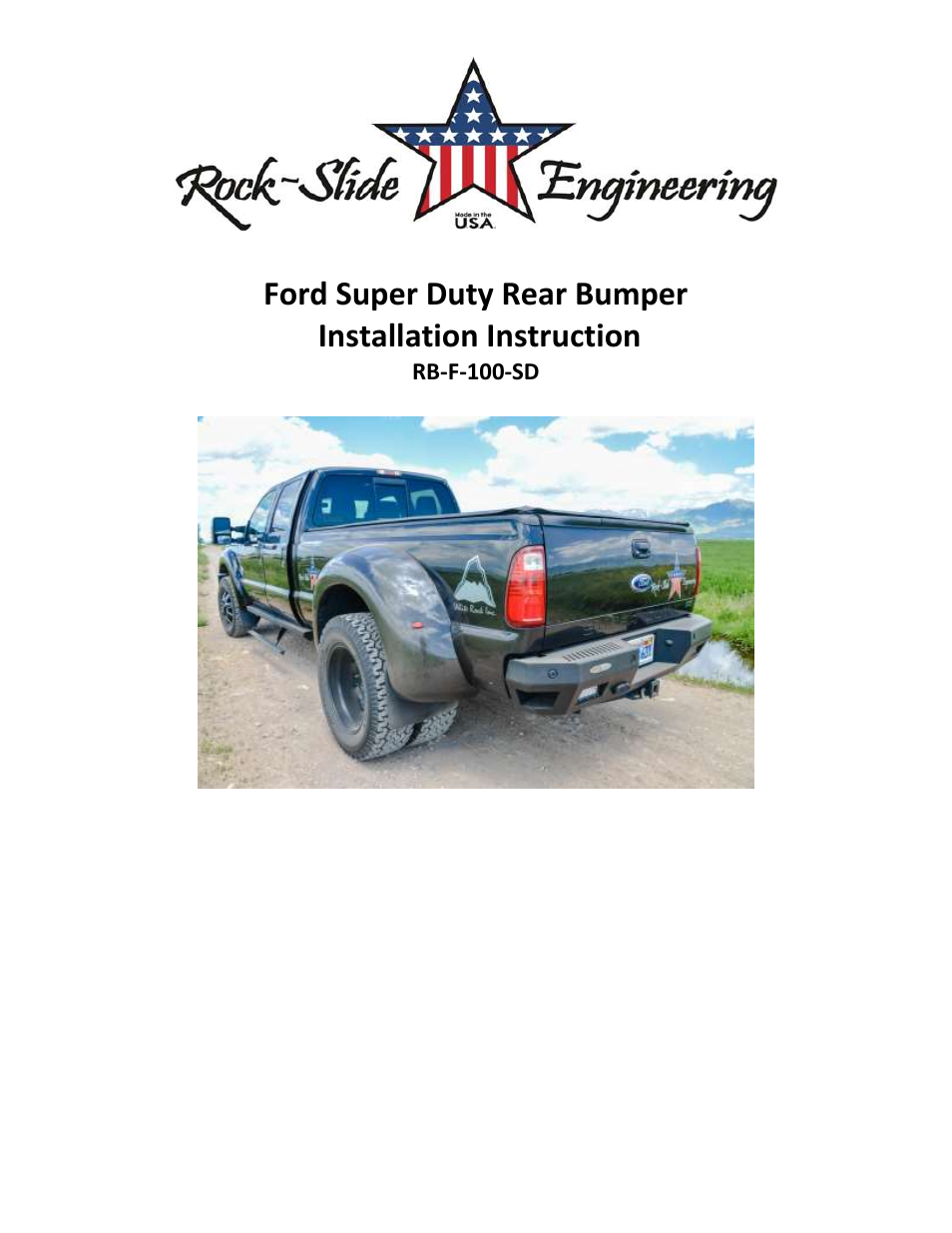 Rock-Slide Engineering Ford Super Duty Rear Bumper User Manual | 6 pages