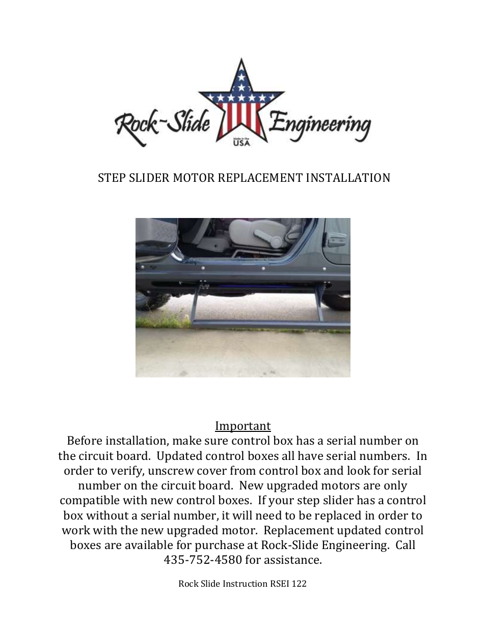 Rock-Slide Engineering STEP SLIDER MOTOR REPLACEMENT User Manual | 4 pages