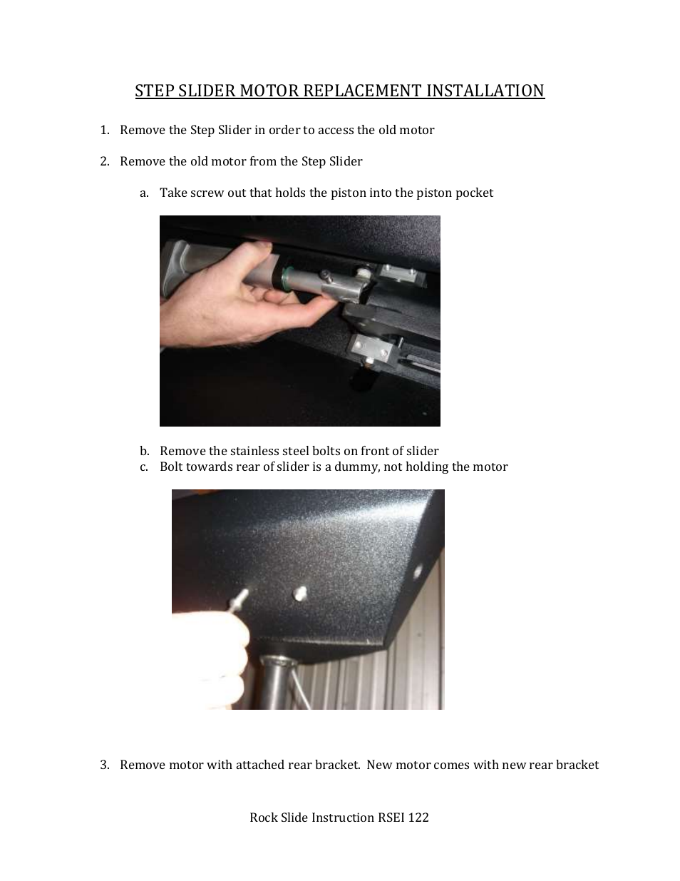 Step slider motor replacement installation | Rock-Slide Engineering STEP SLIDER MOTOR REPLACEMENT User Manual | Page 2 / 4