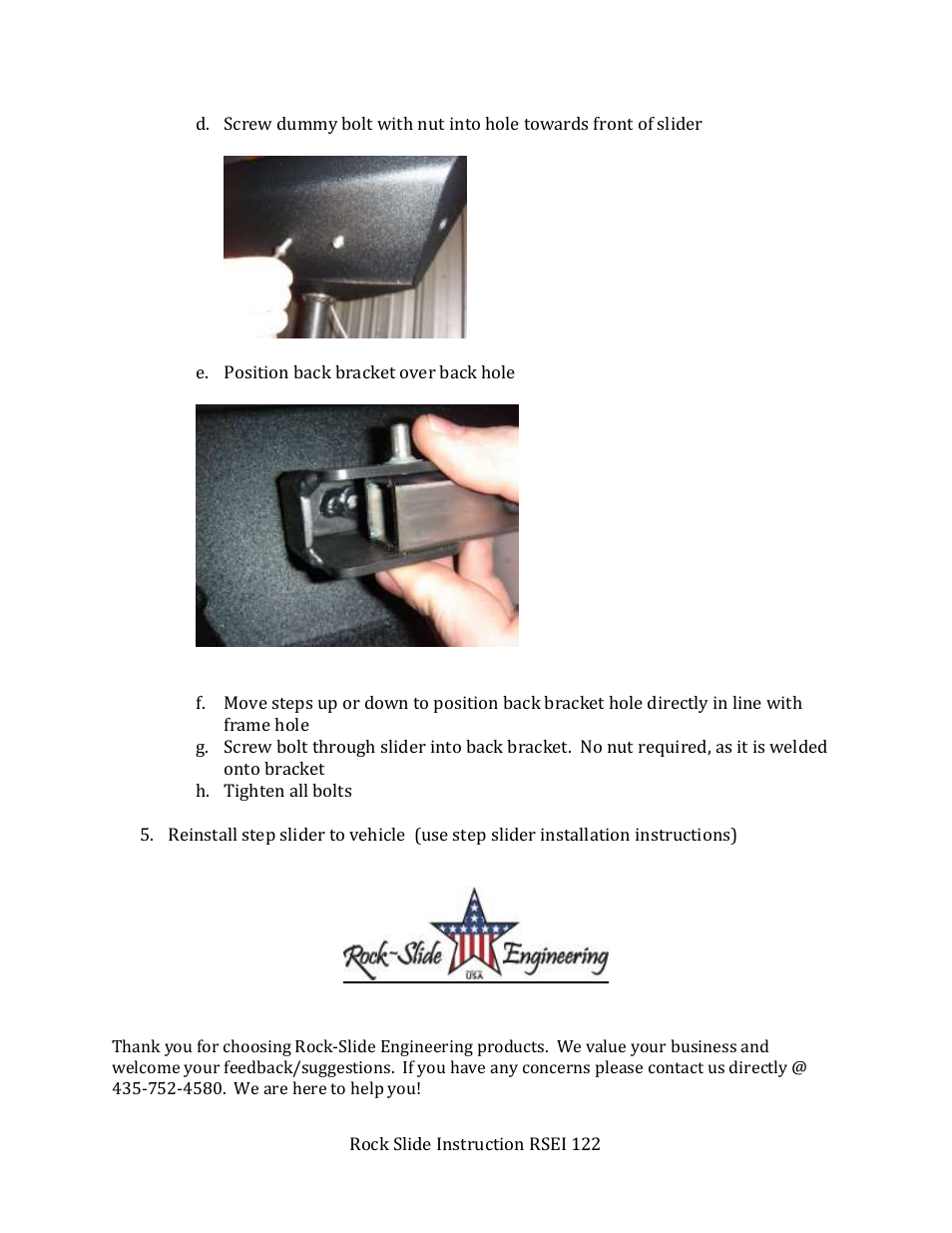 Rock-Slide Engineering STEP SLIDER MOTOR REPLACEMENT User Manual | Page 4 / 4