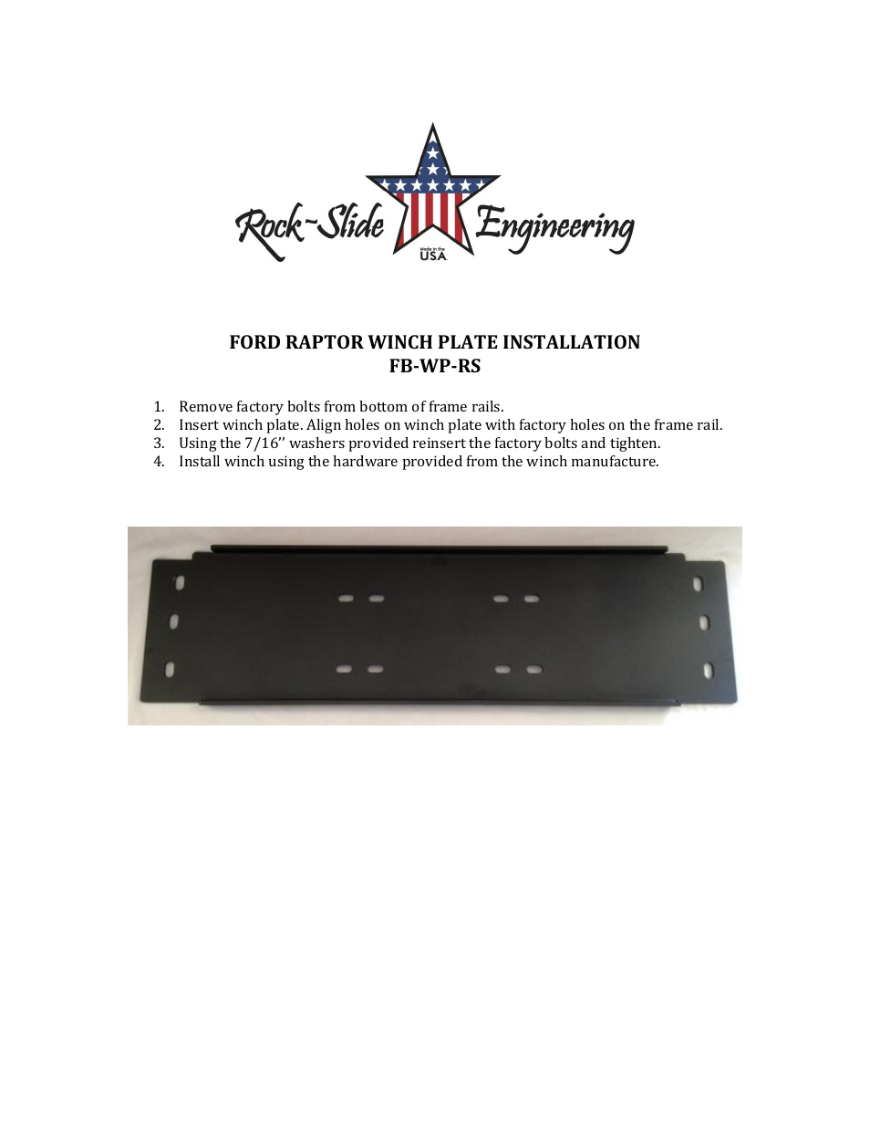 Rock-Slide Engineering PATRIOT SERIES – FRONT BUMPER User Manual | Page 2 / 4