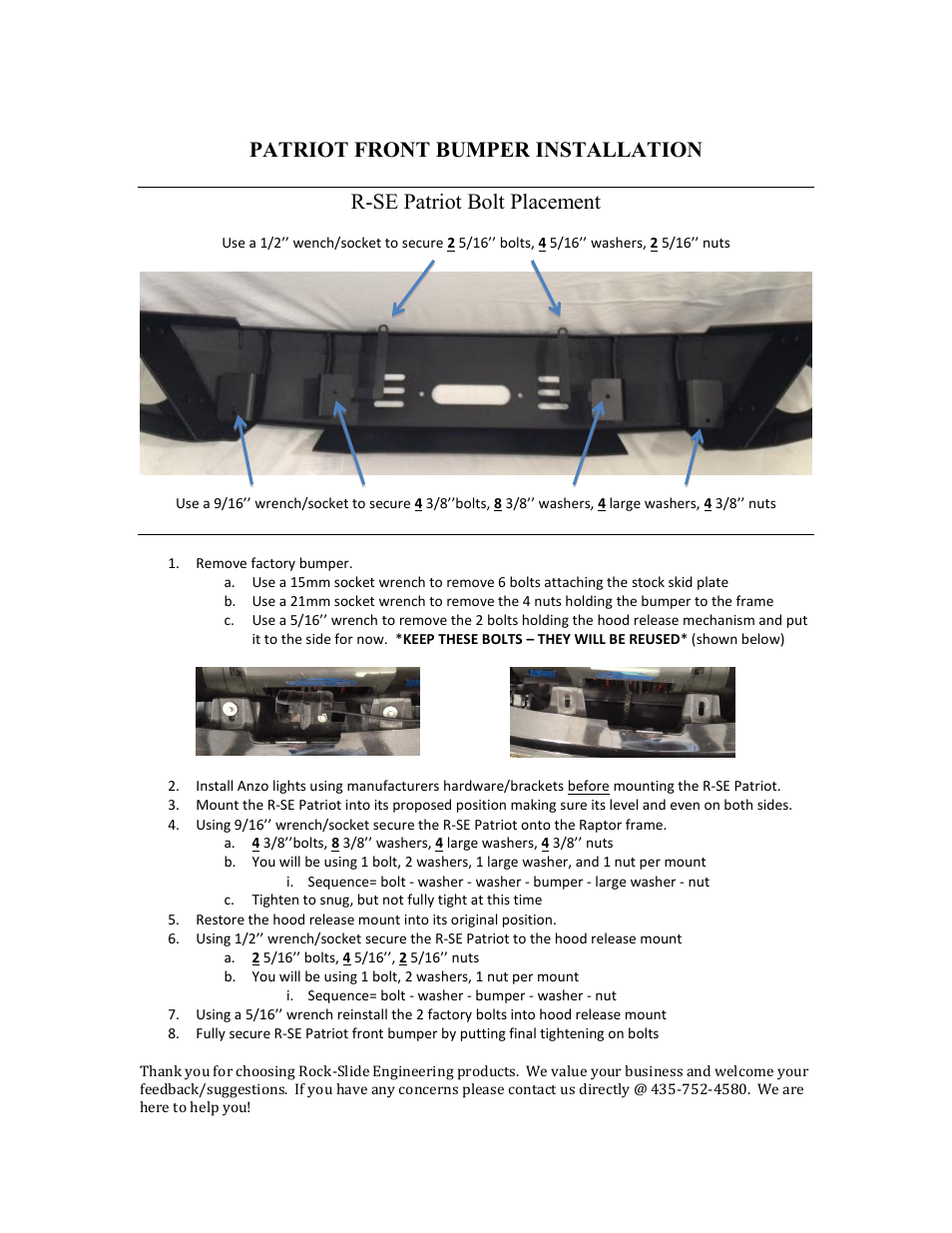 Rock-Slide Engineering PATRIOT SERIES – FRONT BUMPER User Manual | Page 3 / 4