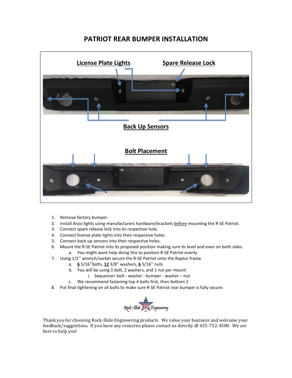 Patriot rear bumper installation | Rock-Slide Engineering PATRIOT SERIES – REAR BUMPER User Manual | Page 2 / 2