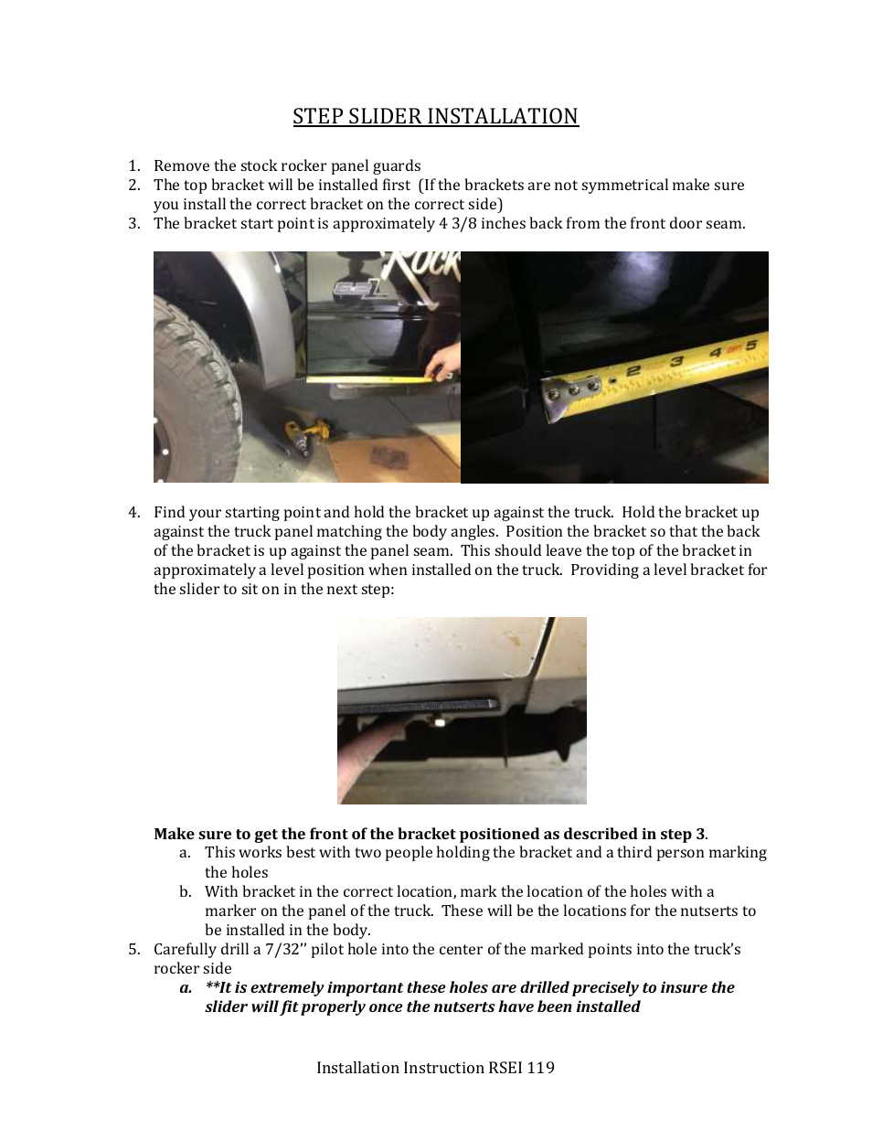 Step slider installation | Rock-Slide Engineering RAPTOR – STEP SLIDER User Manual | Page 3 / 12
