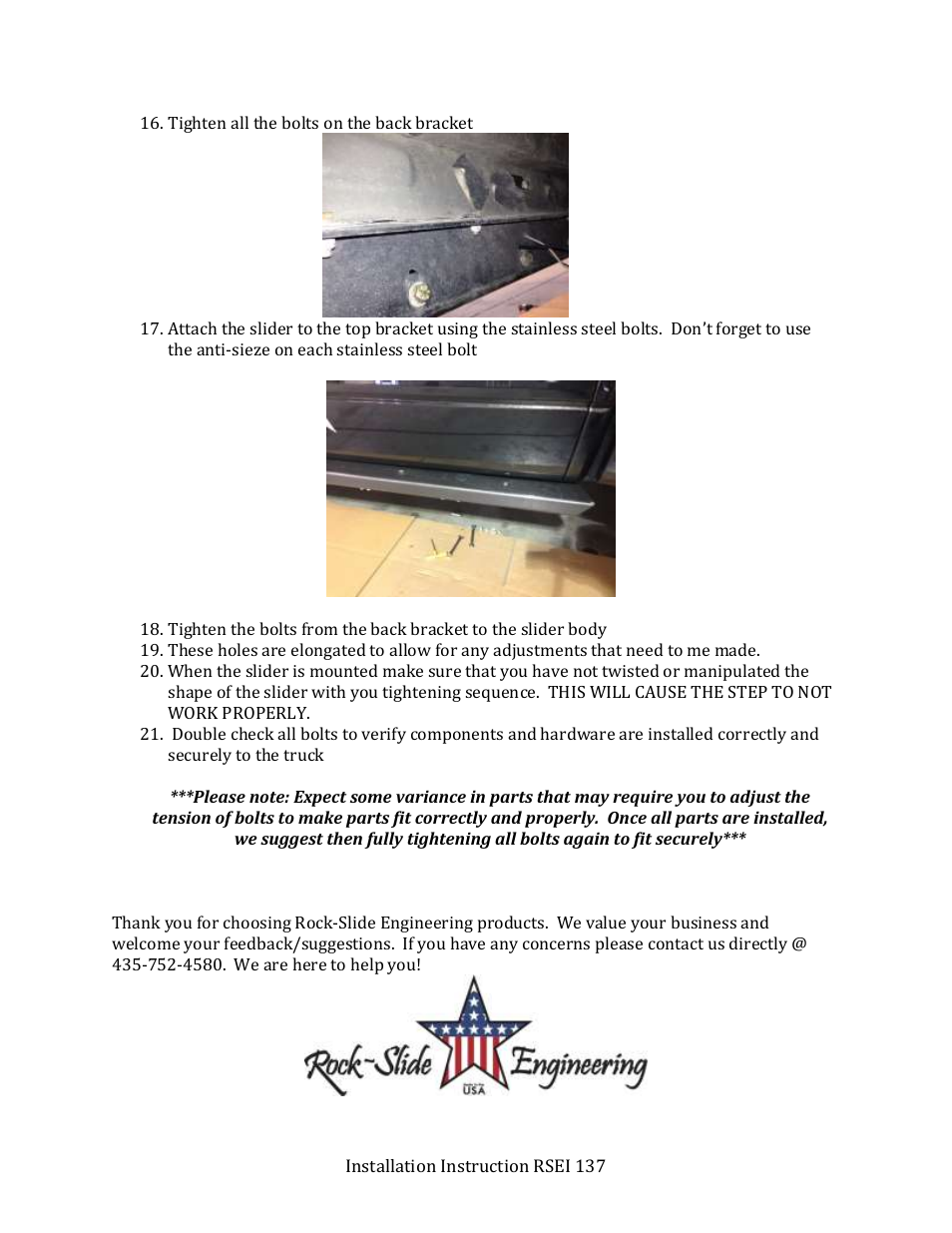 Rock-Slide Engineering RAPTOR – SLIDER User Manual | Page 5 / 5