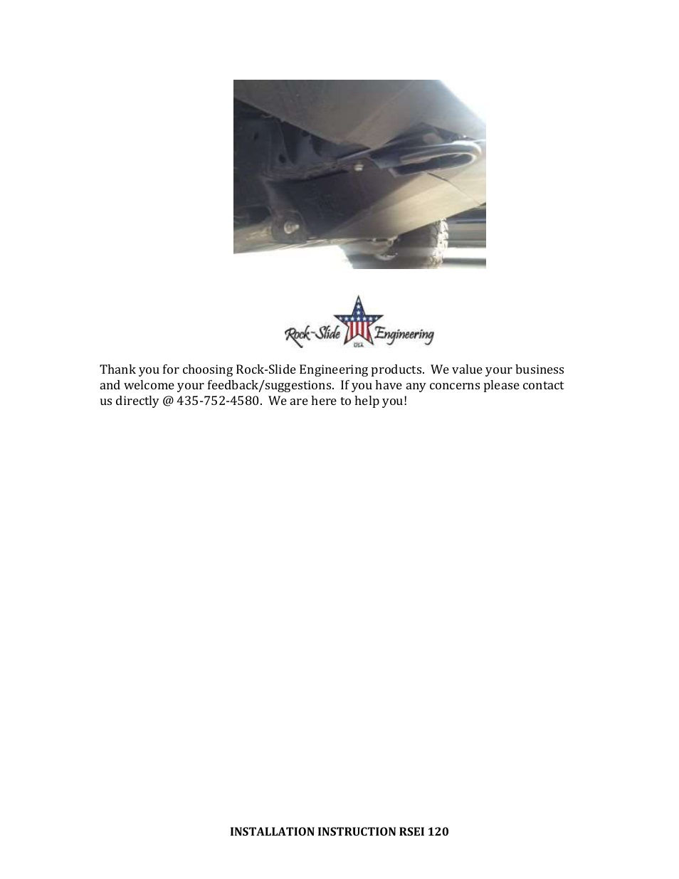 Rock-Slide Engineering PATRIOT SERIES – SKID PLATE User Manual | Page 2 / 2