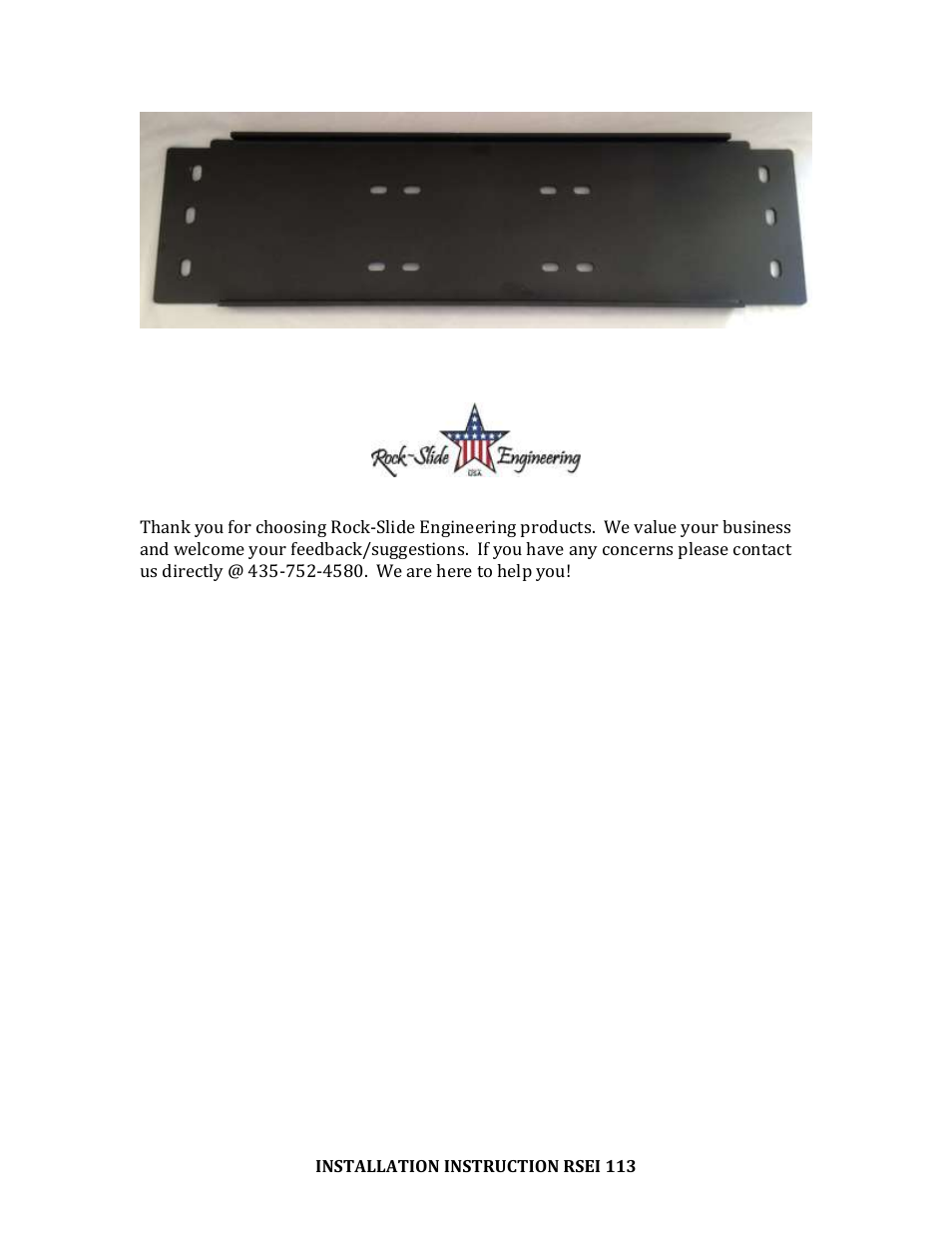 Rock-Slide Engineering PATRIOT SERIES – WINCH PLATE User Manual | Page 2 / 2