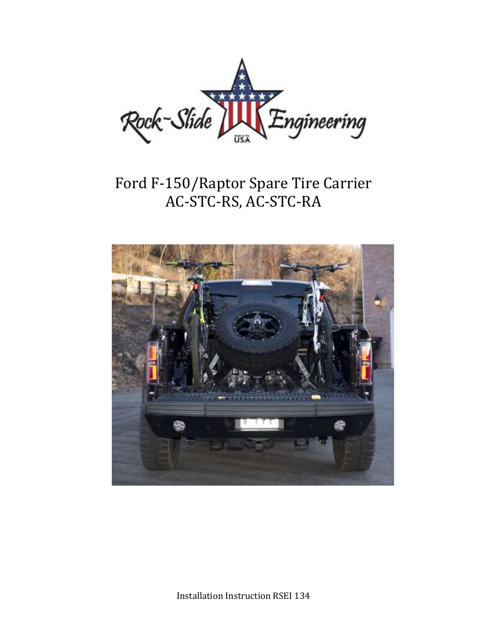 Rock-Slide Engineering RAPTOR – SPARE TIRE CARRIER User Manual | 4 pages