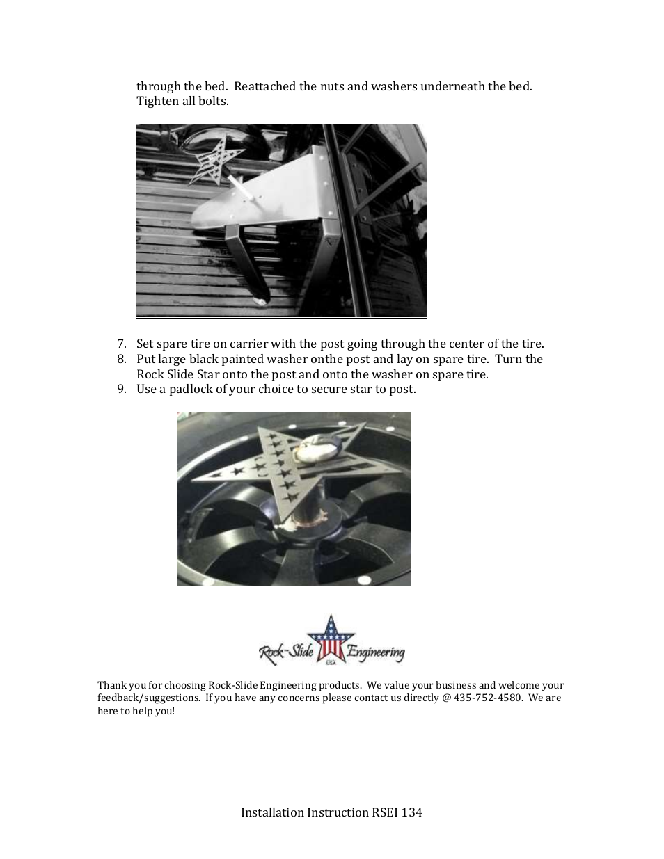 Rock-Slide Engineering RAPTOR – SPARE TIRE CARRIER User Manual | Page 4 / 4