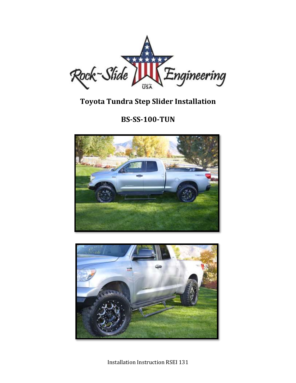 Rock-Slide Engineering TUNDRA SERIES – STEP SLIDER User Manual | 12 pages