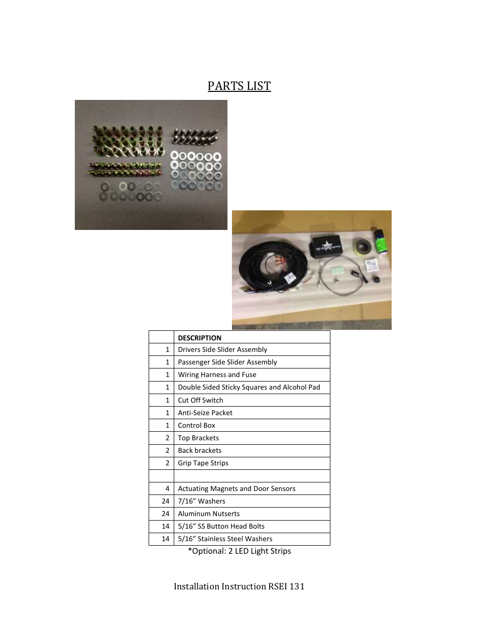 Parts list | Rock-Slide Engineering TUNDRA SERIES – STEP SLIDER User Manual | Page 2 / 12