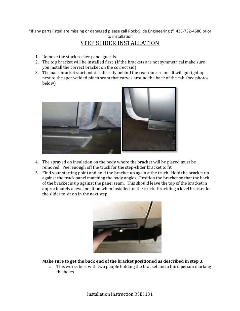 Step slider installation | Rock-Slide Engineering TUNDRA SERIES – STEP SLIDER User Manual | Page 3 / 12