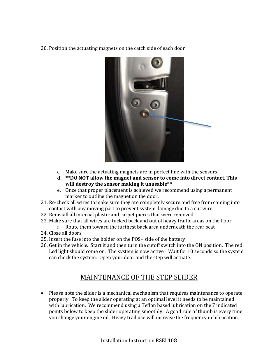 Maintenance of the step slider | Rock-Slide Engineering RAM STEP SLIDER User Manual | Page 12 / 13