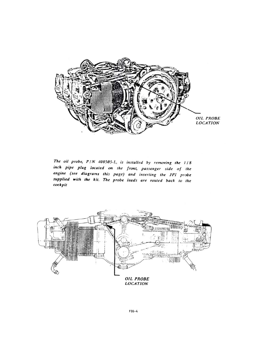 Fig-6 oil probe placement for lycoming | J.P. Instruments Classic Scanner User Manual | Page 12 / 16