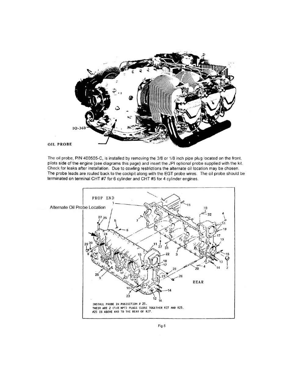 Fig-7 oil probe location for continental | J.P. Instruments Classic Scanner User Manual | Page 13 / 16