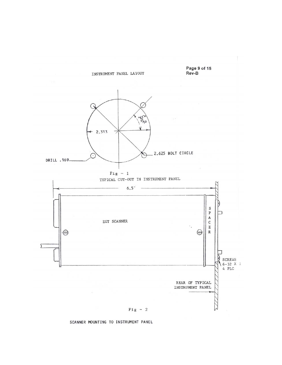 Fig-1 instrument panel cut-out | J.P. Instruments Classic Scanner User Manual | Page 9 / 16