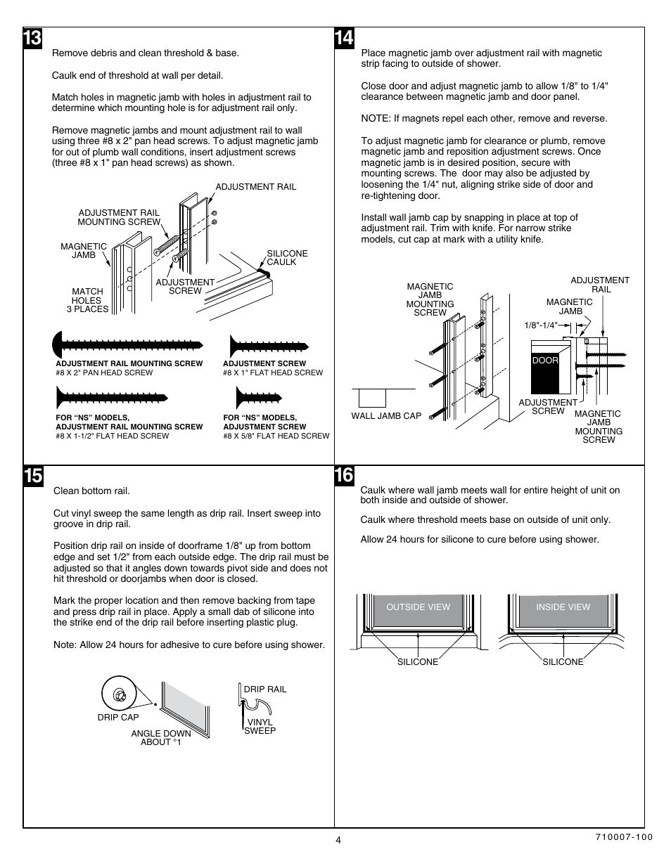 American Standard PIVOT SHOWER DOORS 710007-100 User Manual | Page 4 / 6