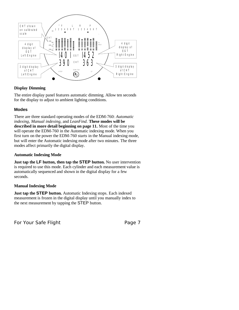 For your safe flight page 7 | J.P. Instruments EDM 760 Pilots Guide User Manual | Page 11 / 59