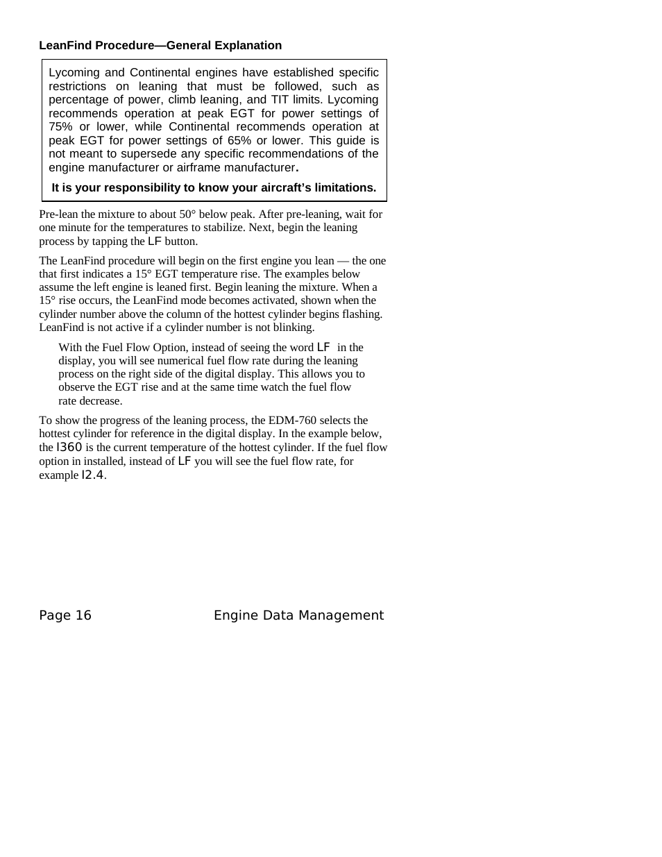 J.P. Instruments EDM 760 Pilots Guide User Manual | Page 20 / 59