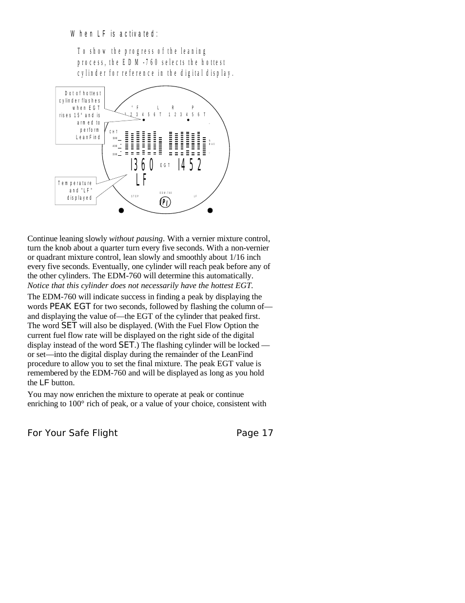 For your safe flight page 17 | J.P. Instruments EDM 760 Pilots Guide User Manual | Page 21 / 59