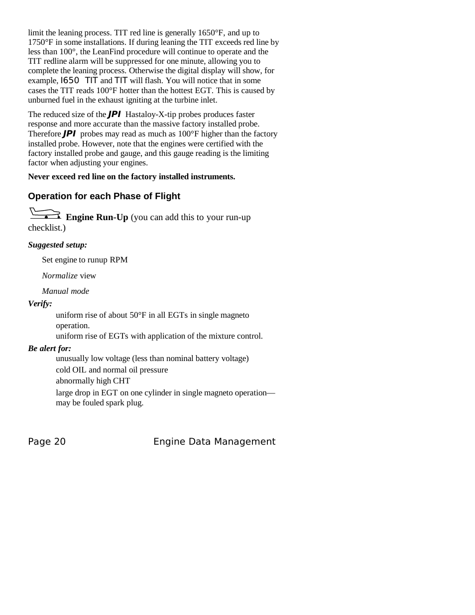 J.P. Instruments EDM 760 Pilots Guide User Manual | Page 24 / 59