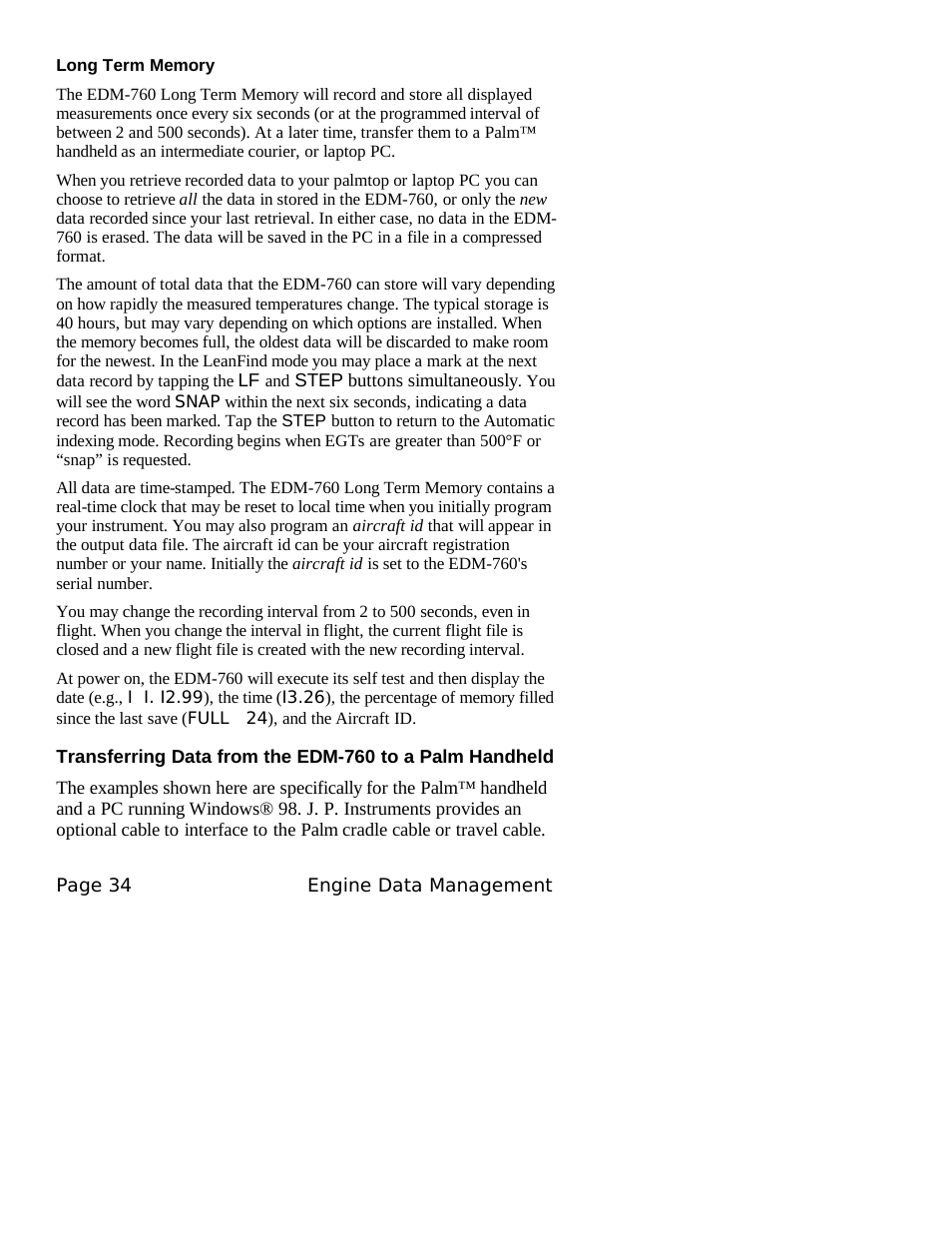 J.P. Instruments EDM 760 Pilots Guide User Manual | Page 38 / 59